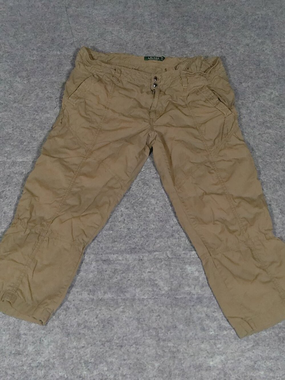 Lauren Ralph Lauren Utility Capri Pants Womens 14 Olive Brown Y2K Safari